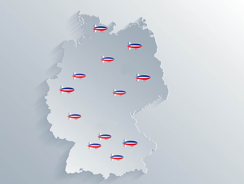 Bisherige Route unseres Luftschiffes