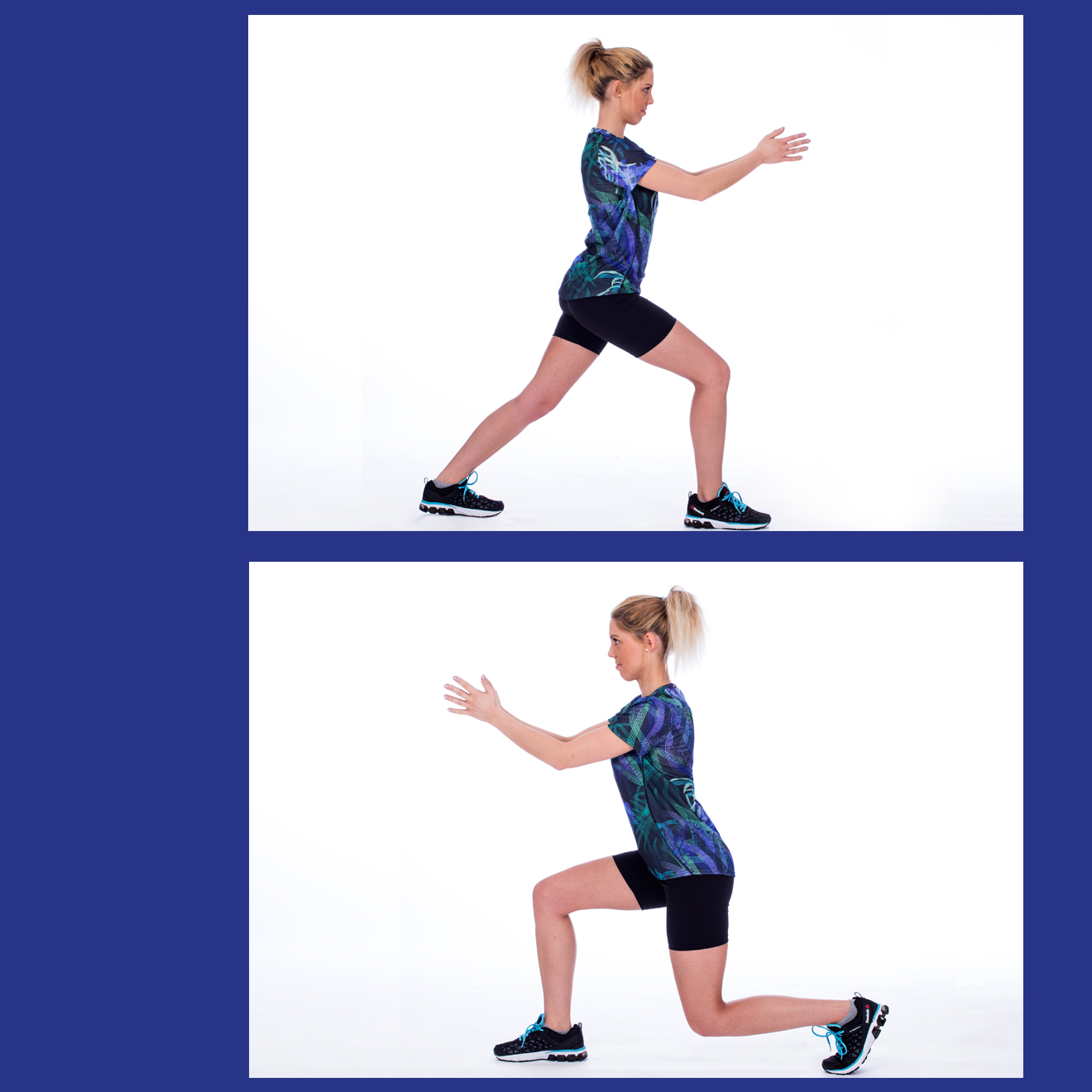 Skigymnastik Übungen, Sommertraining für zu Hause, Übungen ohne Schnee, Skifahren, Skitraining für den Sommer, Ausfallschritt