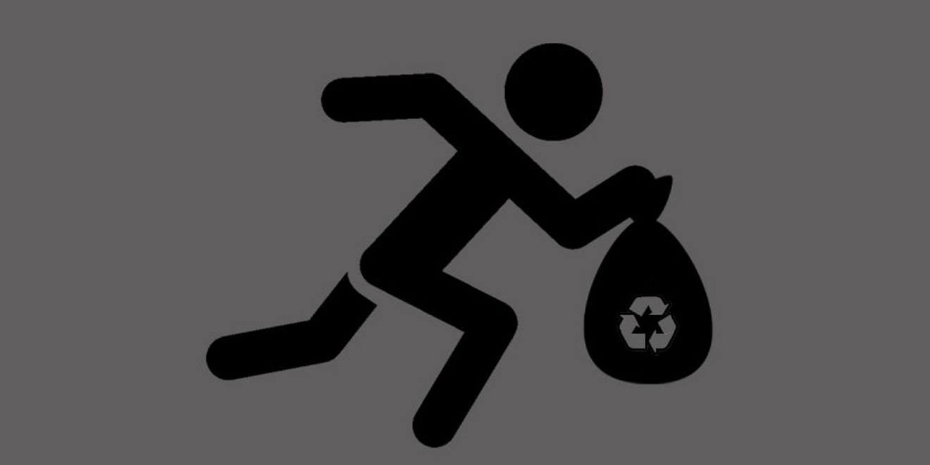 Das Piktogramm-Symbol für Plogging: Ein rennendes Männchen mit Müllsack.