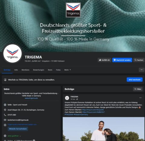Der TRIGEMA Facebook Kanal 