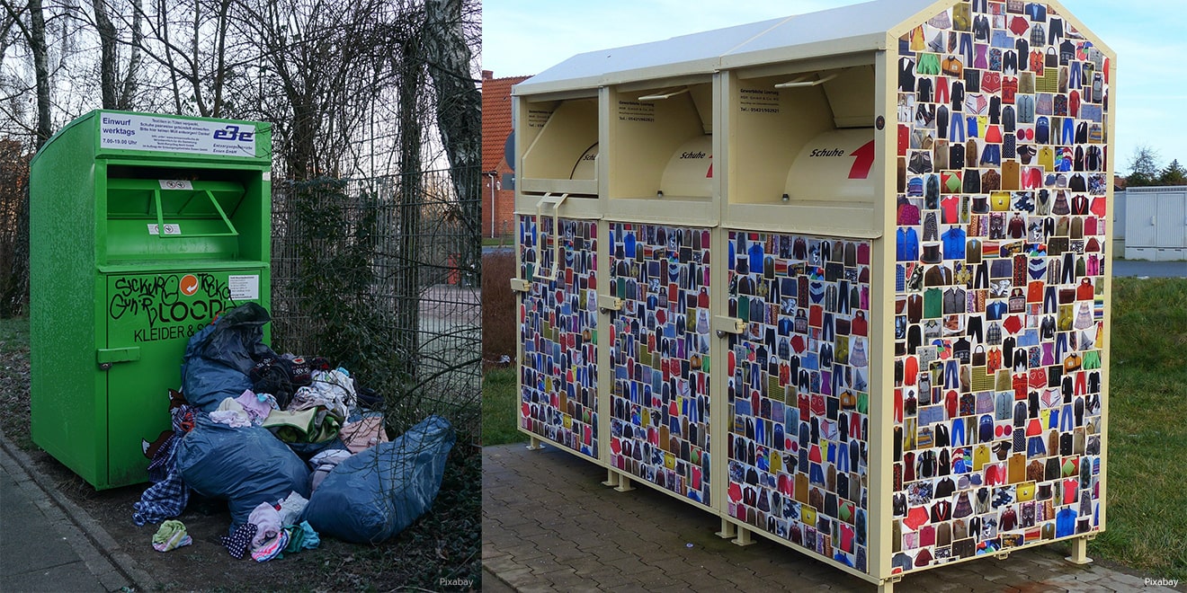 Altkleider-Container sind völlig überfüllt.