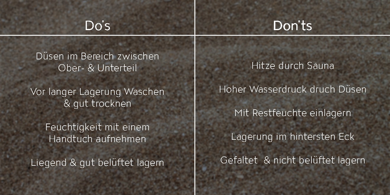 Bademode richtig zu überwintern ist ebenso wichtig wie direkte Pflege.