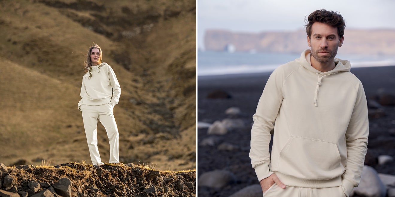 Ungefärbte Mode als gemütlicher Freizeitlook und in der Herstellung nachhaltig zur Umwelt.