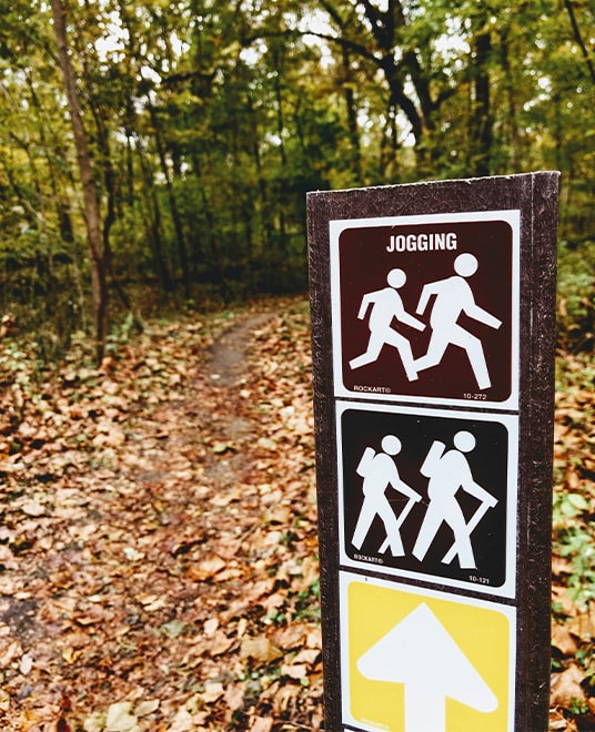 Waldwege mit Stationen sind sowohl für Wanderer als auch Jogger.